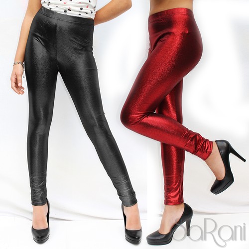 Leggings Sexy Effet Pelle Lucido Pantaloni Laminato Metal Fuseaux Skinny  leggins | eBay