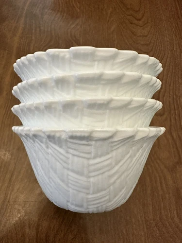 Indiana Glass Bowl Milk Glass Weavetex Small Dipping Vintage Set Of 4 White 4in