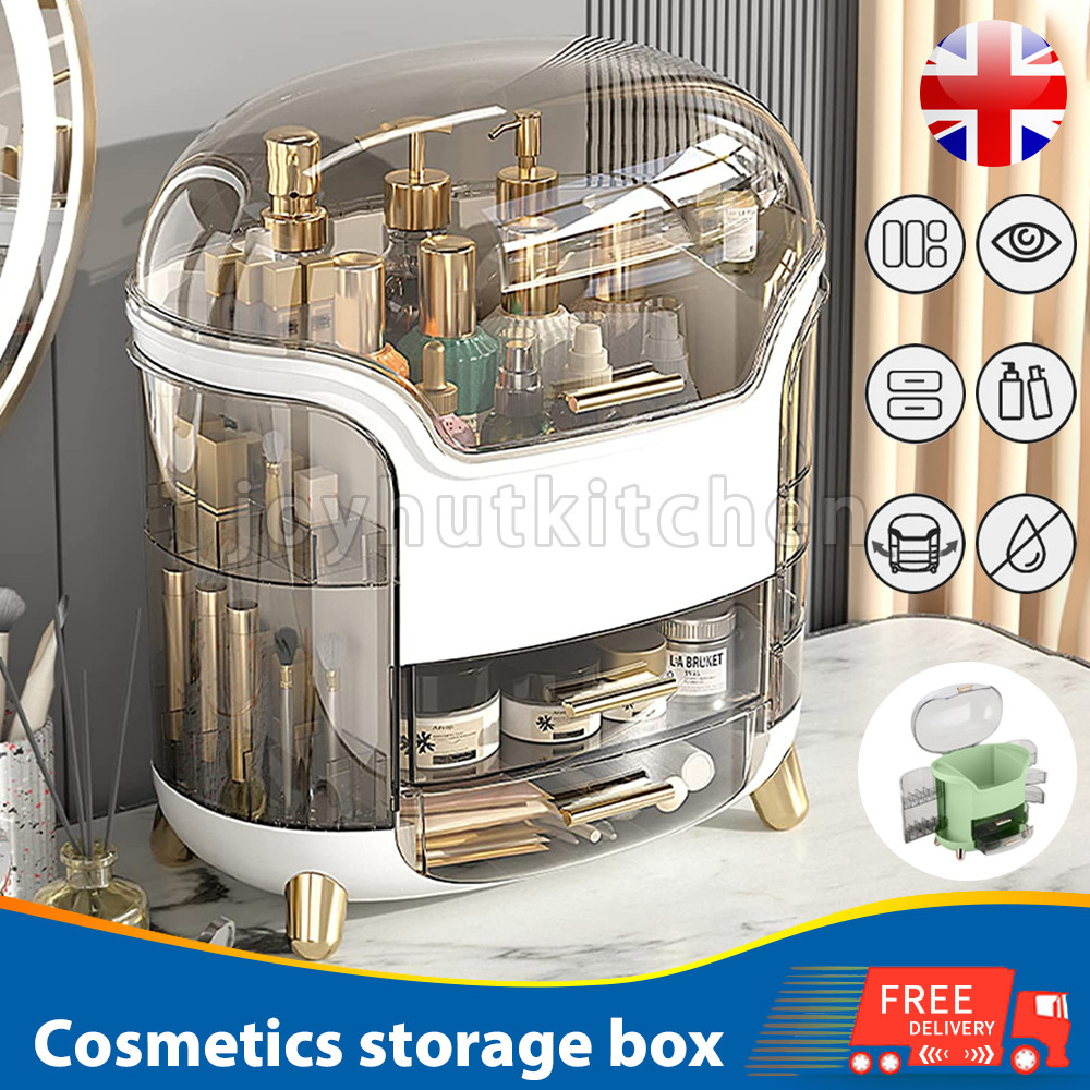 XL Large Make Up Organiser Cosmetic Vanity Case Box 2 Drawers Skincare Storage