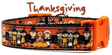 Thanksgiving dog collar handmade adjustable buckle 1" wide or leash holiday
