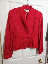 Vintage Christian Dior blazer womens 12 wool plaid herringbone Made Usa