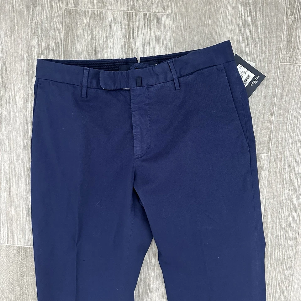 NWT Incotex Slim Fit Slack Pants Sz 44 Blue Cotton Blend Slash Pocket Slow wear - Image 2 of 4