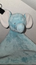 Carters OS Elephant Lovey Plush Security Blanket Blankie Teal/White HTF