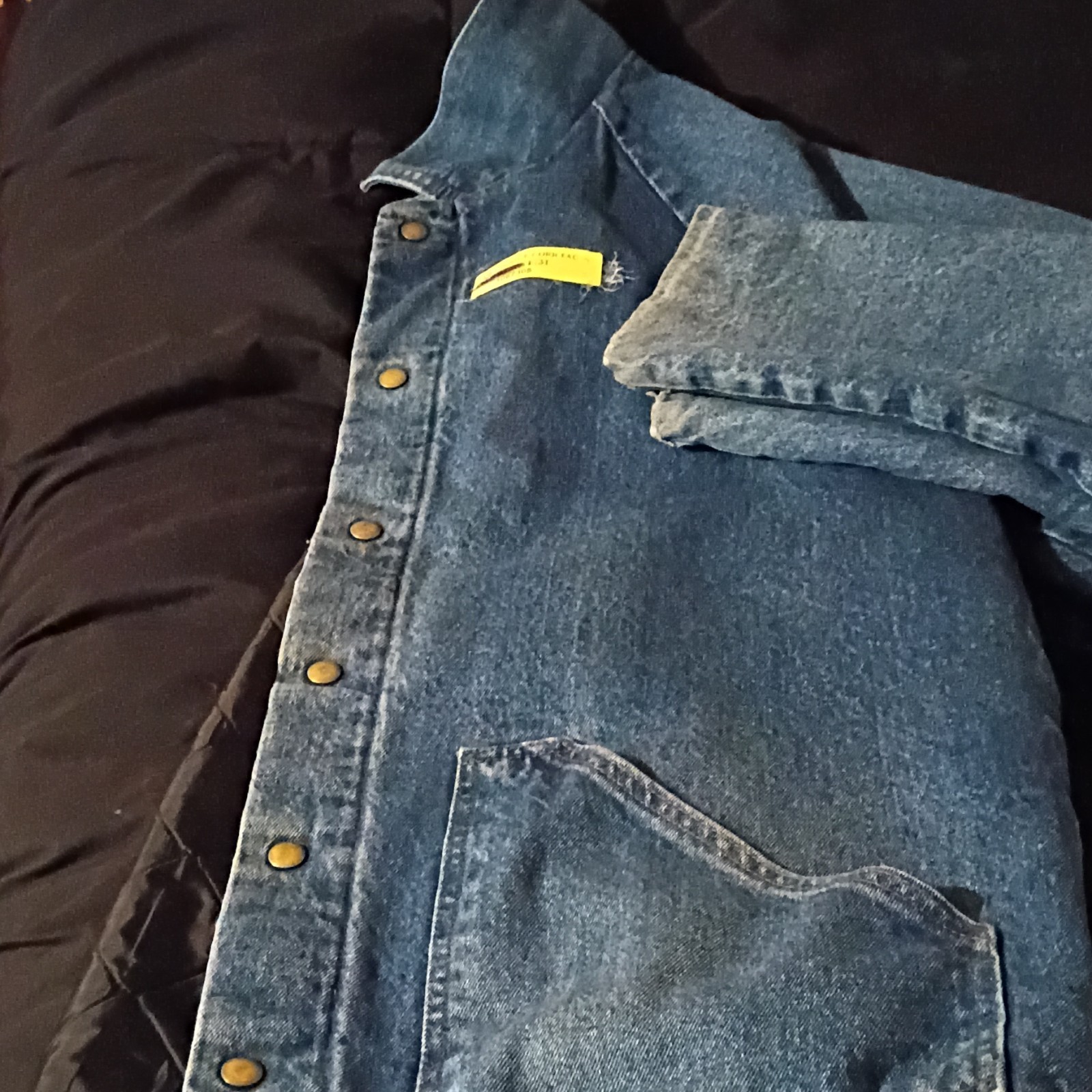 Men's Blue Denim Jacket Button-Up Solid Mid-Lengt… - image 1