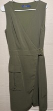Polo Ralph Lauren Cady Wrap Dress Olive Green Womens 8 Sleeveless