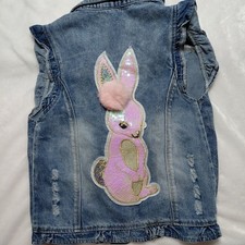 Girls Denim Jacket with Embellished Sequins Size 5