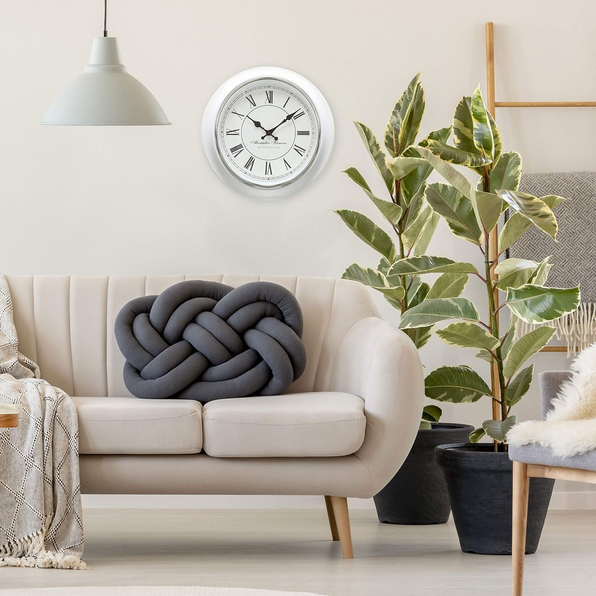 Whole House Worlds Classic Analog White Wall Clock, Italian Style
