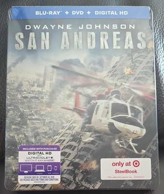 San Andreas 2015 Blu-ray/DVD OOP Target Exclusive Steelbook Sealed Mint Fastship