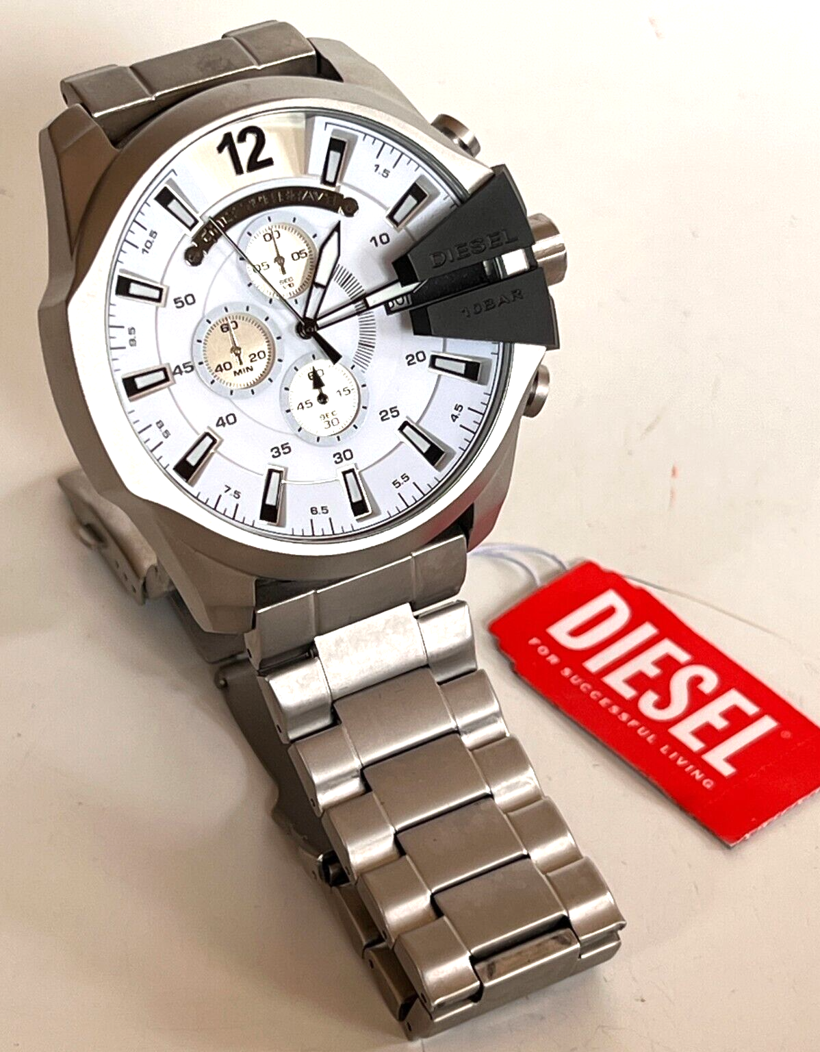 Diesel DZ4501 Mega Chief Matte Silver Chronograph 51mm Stainless Steel Men's Watch