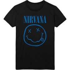 Nirvana T Shirt Blue Smile Band Logo new Official Mens Black