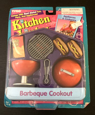Vtg Tyco Kitchen Littles Barbecue Cookout Hot Dogs Chips Barbie Size Playset NEW