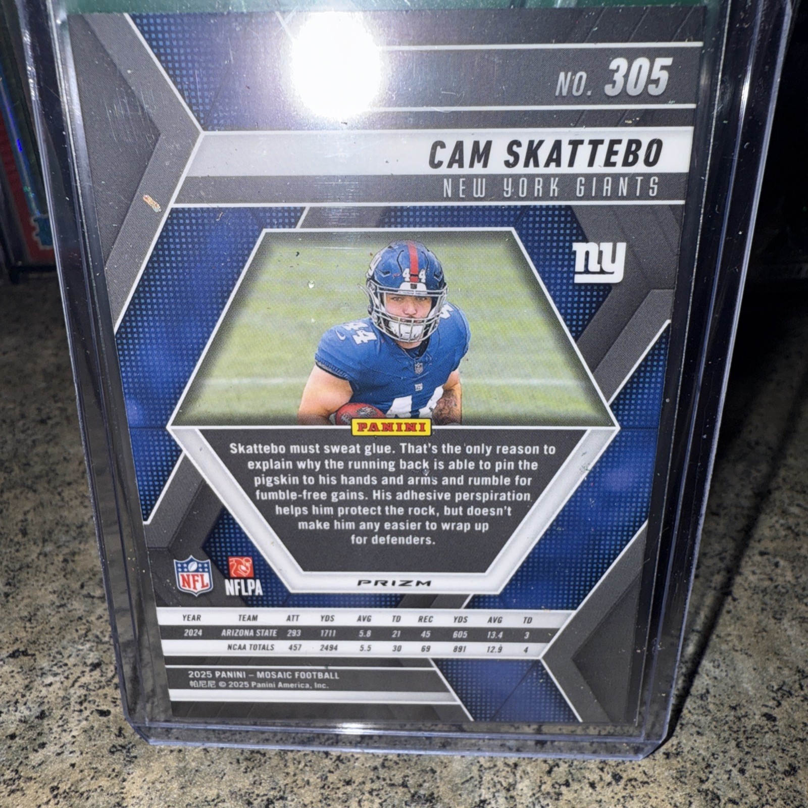 2025 Mosaic Football #305 Cam Skattebo RC Blue Reactive Mosaic Prizm