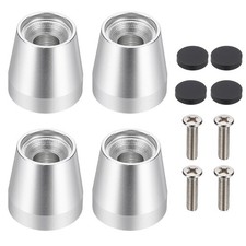 4pcs Aluminum Speaker Isolation Feet 20x20mm with Screws  Rubber Pads, Silver