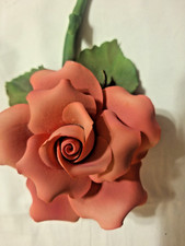 VINTAGE CAPODIMONTE PORCELLANA FABAR ROSA ROSA NUOVO