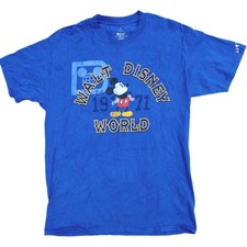 MICKEY MOUSE Vintage Walt Disney World Adult Large Blue T-Shirt Est 1971