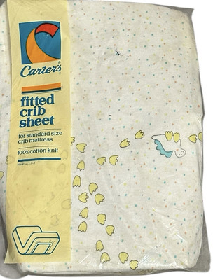 Vintage Carters Dinosaur Fitted Crib Sheet 100% Cotton Knit Made In USA NOS