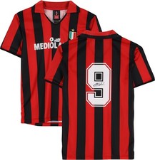 Maglia Marco van Basten AC Milan firmata 1988 casa rossa e nera - firmata sul retro