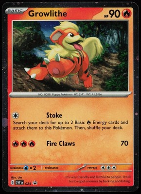 Growlithe SVP 024 Holographic Black Star Promo Pokemon TCG Near Mint