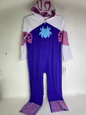 Marvel Ghost Spider Gwen 1 Piece Zip Hooded Cosplay Coverall Romper Girls Size 6