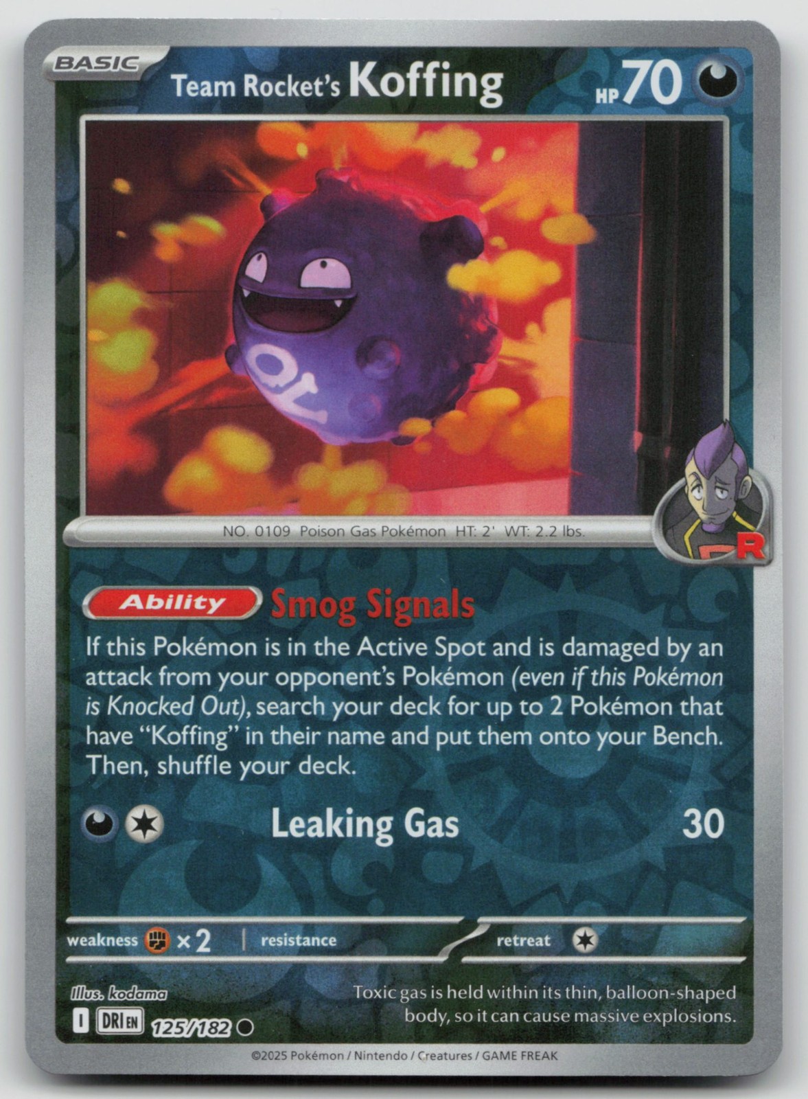 Team Rocket's Koffing 125/182 Destined Rivals Pokemon TCG C Reverse Holofoil NM