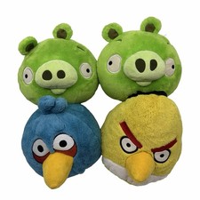 Angry Birds 6-7  Plush Lot Of 4 Pig Yellow Blue Commonwealth 2010 No Sound