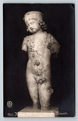 RPPC Roma Museo Nazionale Bacco Statue Postcard E.C.J. Via Tacito Italy