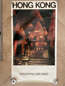PHILIPPINE AIR LINES VINTAGE TRAVEL POSTER "HONG KONG" 45 x 25