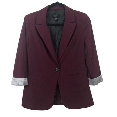 BCX Blazer Women's M Red Jacket, Office Capsule Minimalist Basic Career