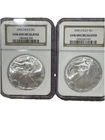 Two (2) 2005 & 2006 $1 American Silver Eagle NGC Gem Uncirculated