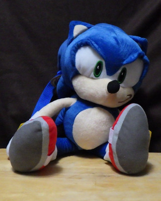 Blue Sonic the hedgehog backpack arm straps & handle grip  9/25 18'' plush New