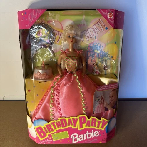 Vintage 1998 Birthday Party Barbie Doll Mattel 22905 Balloons Birthday Cake MISB