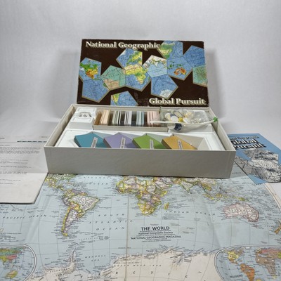 National Geographic Global Pursuit Board Game Includes nice World Map