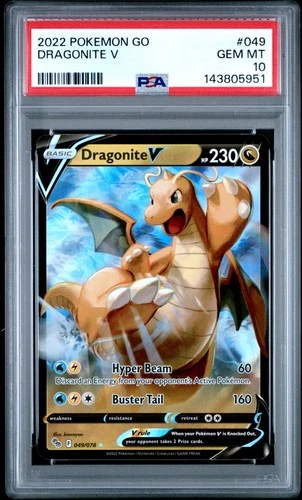 2022 POKEMON GO #049 DRAGONITE V PSA 10