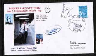 Concorde Air France 2002 Flown Cover Paris New York Signed by Pilot