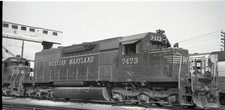 MS Orig 2x4 B/W Negative: WM Western Maryland SD40 #7473 Pittsburgh PA 1970