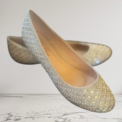 Women's Bella Luna Silver Rhinestone Flats Size 8.5