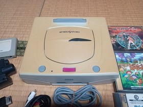 SEGA Saturn White Console HST-0014 Set w Controller + 12 Games Tested Japan