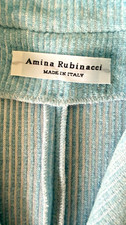 Amina Rubinacci Women's Blue Striped Ribbed Cotton Blazer Button Lined M