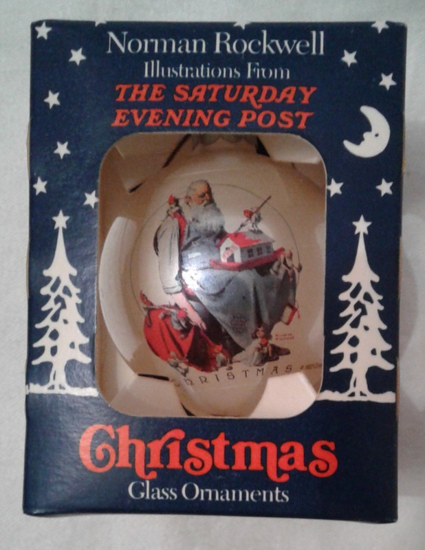 Vintage Norman Rockwell Sat. Evening Post Christmas Ball Glass Ornament-Orig Box