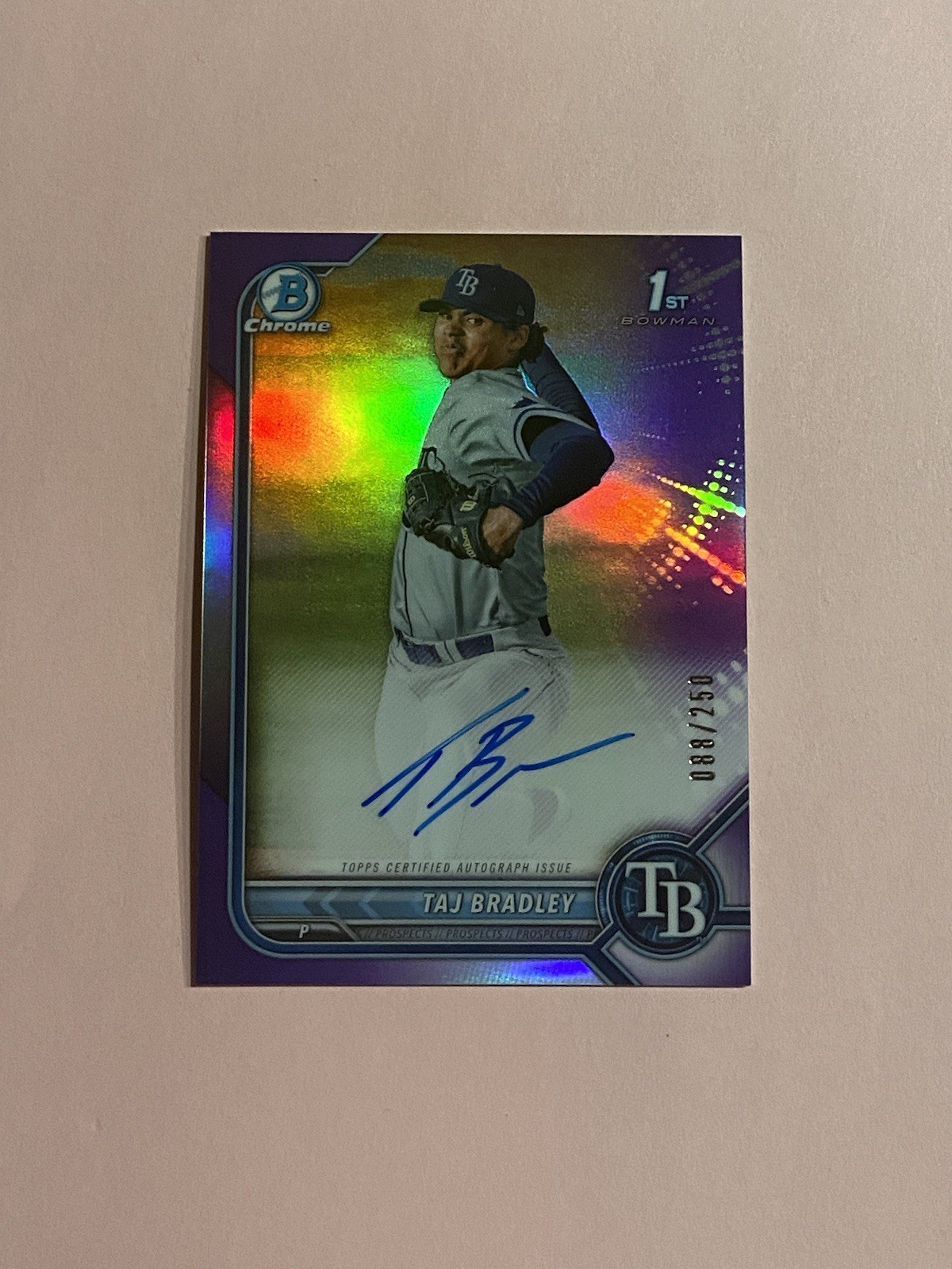 Taj Bradley 2022 1st Bowman Chrome Purple Refractor Auto Autograph /250