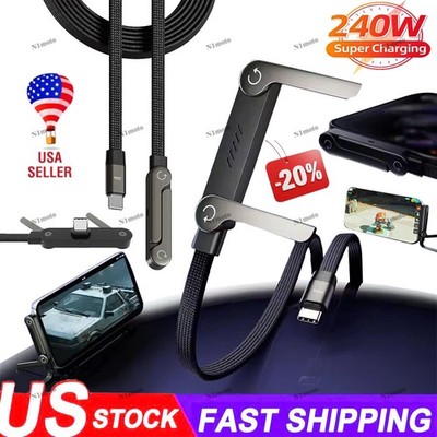 240w Fast Charging Foldable Bracket Data Cablewith Holder For All Type C Phone