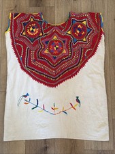 Guatemalan Vintage 60s Hippie Hippy Hand Embroidered Huipil SUN Design