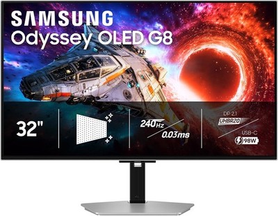 Samsung 32'' Odyssey OLED G8 G80SH 4K 240Hz 0.03ms Gaming Monitor LS32HG802SNXZA