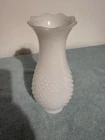 Vintage Hobnail White Milk Glass Hurricane Lamp Chimney Shade  Ruffled Top