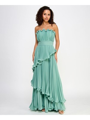 SPEECHLESS Womens Green Asymmetric Lined Cabbage Formal Dress Juniors 1