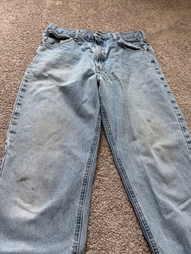 Jeans Carhartt vintage uomo 36x34 lavaggio leggero vestibilità rilassata denim gamba affusolata made in USA - Foto 6 di 6