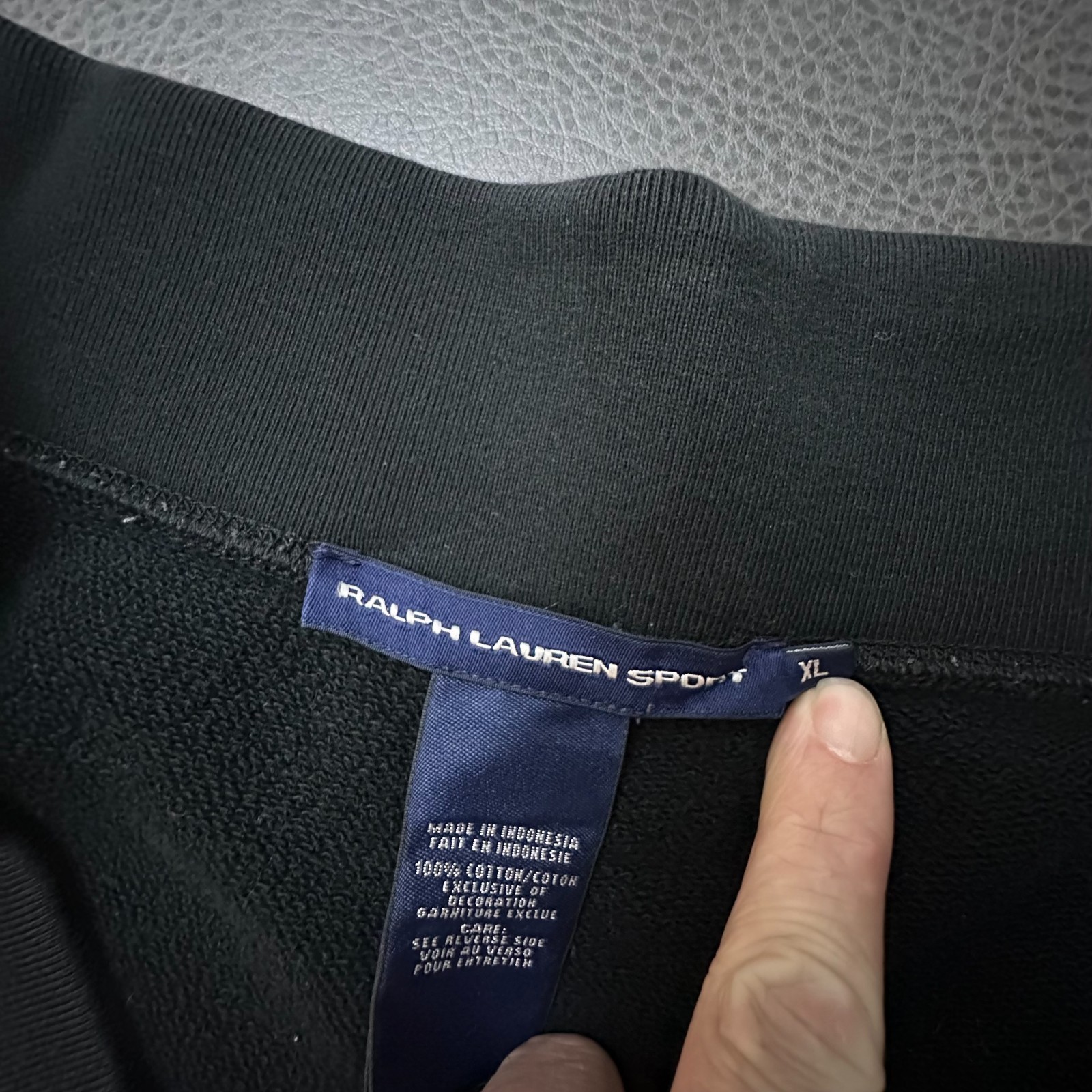 Ralph Lauren Sport Felpa Uomo XL Nero Lounge Baggy Relaxed Elasticizzato Pony