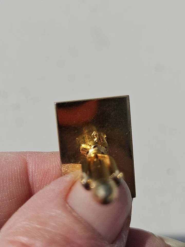 Vintage Gold Tone Metal Green Jade Dynasty Swank Buddha Cufflinks & Tie Tack Set - Image 3 of 4