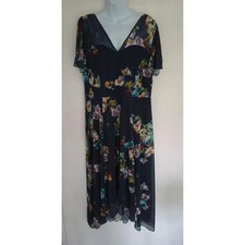 Scarlett & Jo London navy violet floral print midaxi dress UK size 24