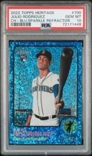 2022 Topps Heritage 700 Julio Rodriguez Chrome-Blue Sparkle Refractor PSA 10